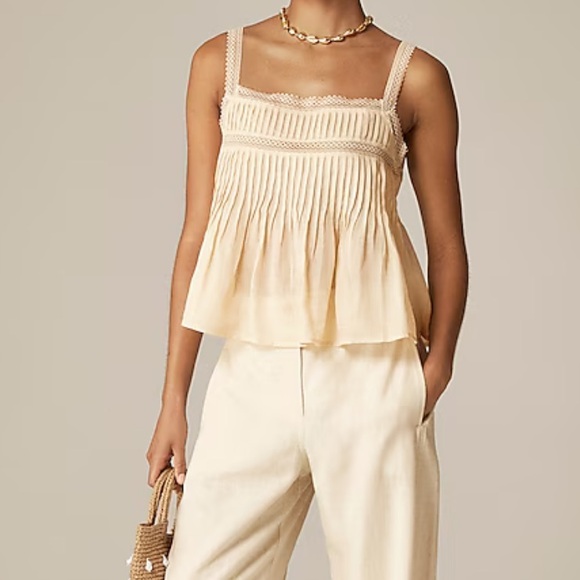 J.Crew Lace Trim Tank in Ramie - NWT - Picture 1 of 9